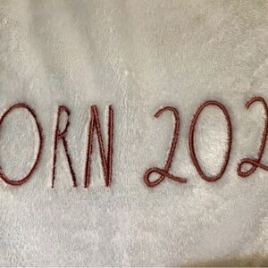 Rae Dunn Baby Soft Plush Blanket - white & pink 2025